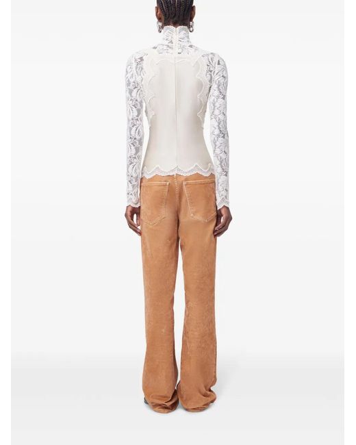 Rabanne White Long-Sleeve Lace Top