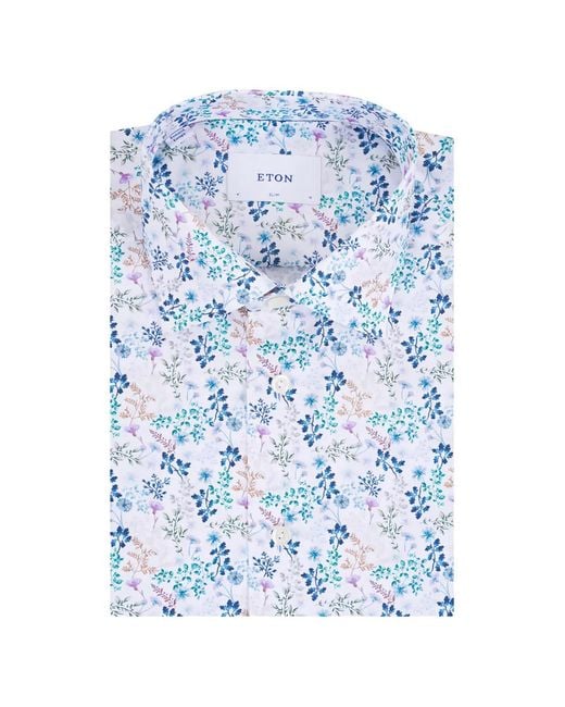 Eton of Sweden Blue Floral-Patterned Shirt for men