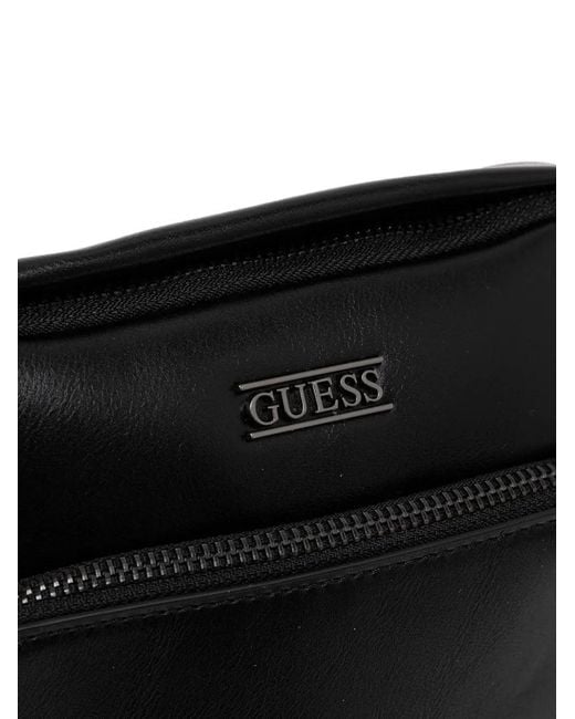 Guess Black Boston Logo-Detail Messenger Bag for men