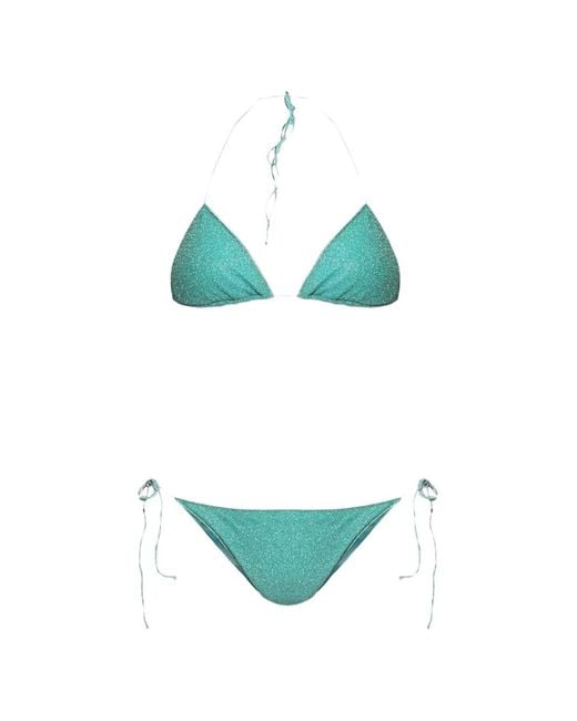 Oseree Green Glitter-Effect Bikini