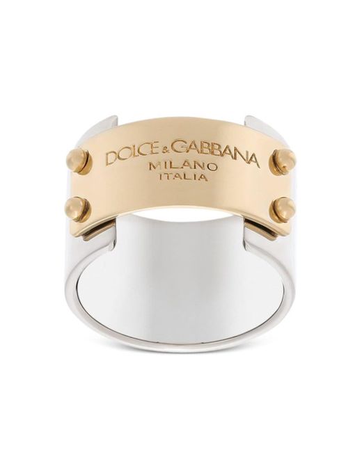 Dolce & Gabbana Ring mit Logo-Schild in White für Herren