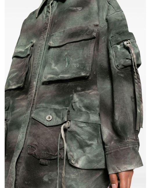 The Attico Fern Distressed Denim Jacket in het Gray