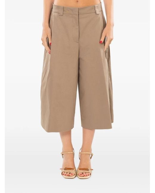 Thelatest Natural Pantalon Court Dakota En Gabardine