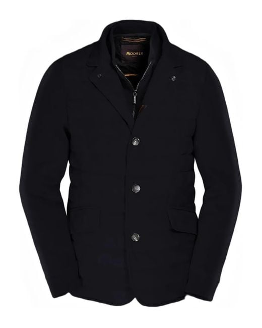 Moorer Blue Quilted Buttoned-Up Blazer for men
