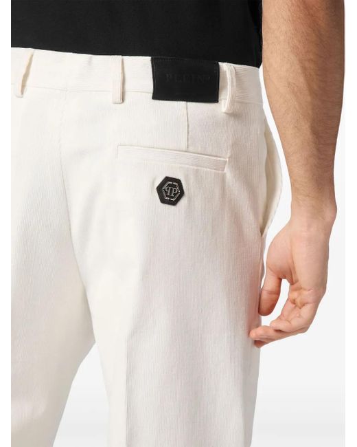 Philipp Plein White Wide-Leg Velvet Trousers for men