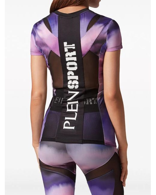 Philipp Plein Purple Tie-Dye Pattern Short-Sleeved T-Shirt