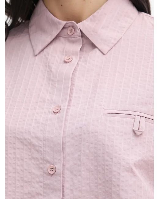 Benetton Pink Seersucker Long-Sleeve Shirt