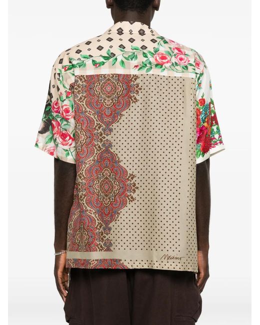 Moschino Red Patchwork Short-Sleeve Shirt With Floral for men