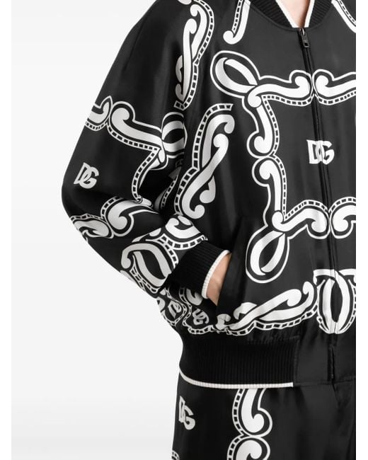 Dolce & Gabbana Black Bandana-Print Bomber Jacket for men