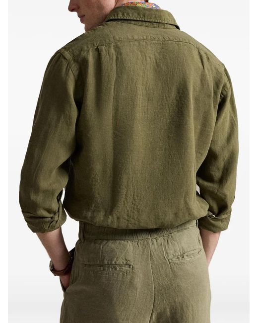 Polo Ralph Lauren Green Linen Shirt for men