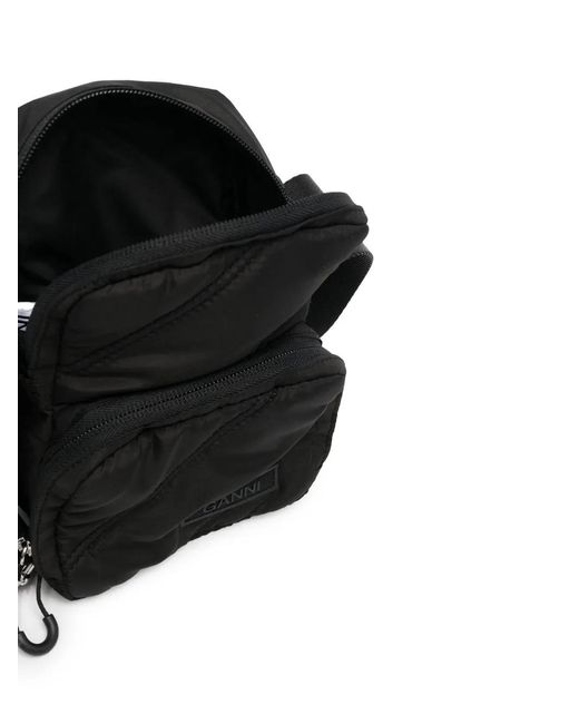 Ganni Black Quilted Tech Crossbody Bag