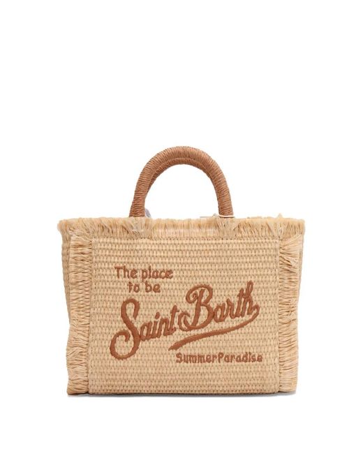 Mc2 Saint Barth Natural Mini Vanity Straw Fringed Bag
