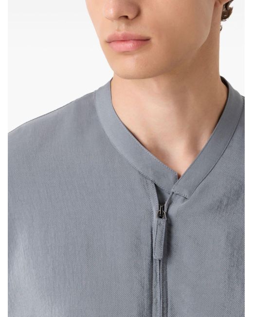 Giorgio Armani Kragenlose Jacke aus Seidengemisch in Gray für Herren