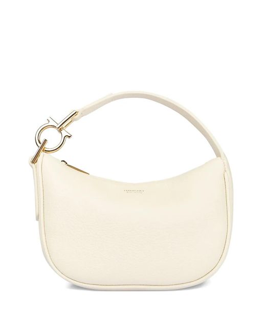 Ferragamo White Logo-Detail Shoulder Bag