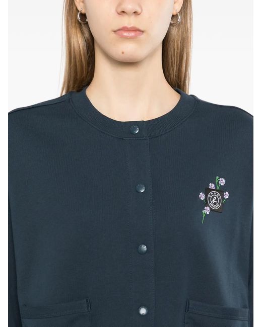 SPORT b. by agnès b. Blue Cardigan À Fleurs Brodées
