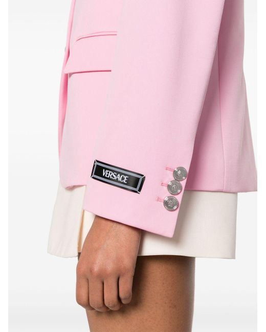Blazer en velours à simple boutonnage Versace en coloris Pink