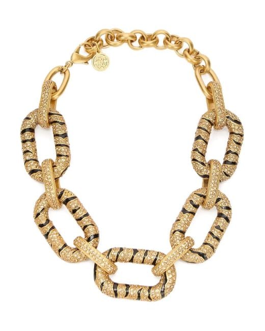 Roberto Cavalli Metallic Crystal-Embellished Tiger-Stripe Necklace