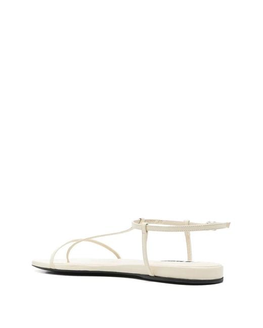 Jil Sander White Square-Toe Thong Sandals