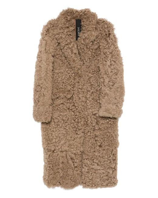 Blancha Natural Einreihiger Shearling-Mantel