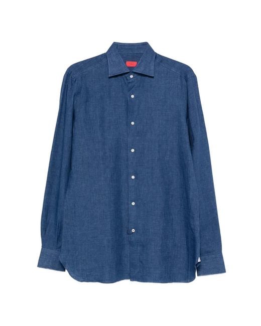 Isaia メンズ ブルー ロングスリーブ シャツの通販はau PAY マーケット