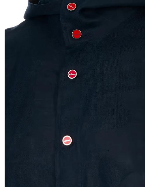 Kiton Button-Up Overhemd Met Capuchon in het Blue voor heren