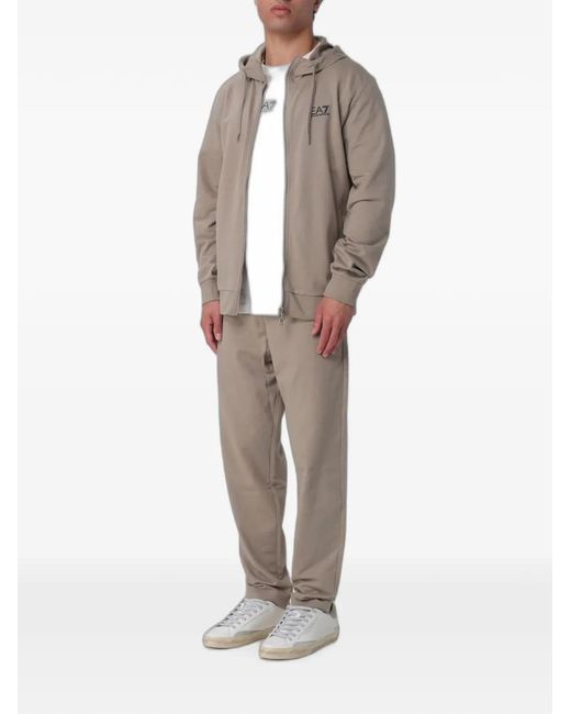 EA7 Gray Logo-Print Tracksuit for men