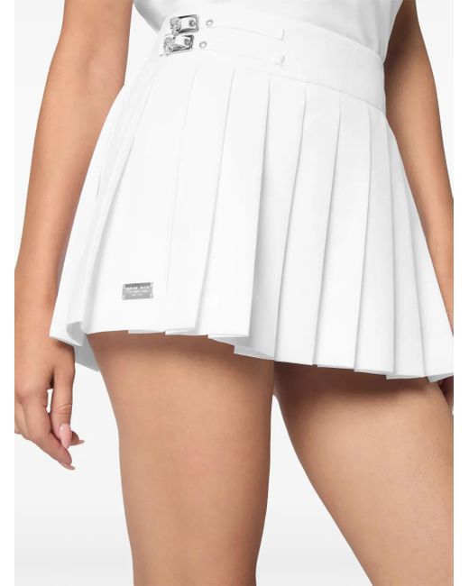 Philipp Plein Skull Mini-Plooirok in het White