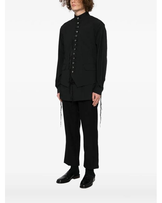 Midorikawa Black Strapped Waistcoat for men