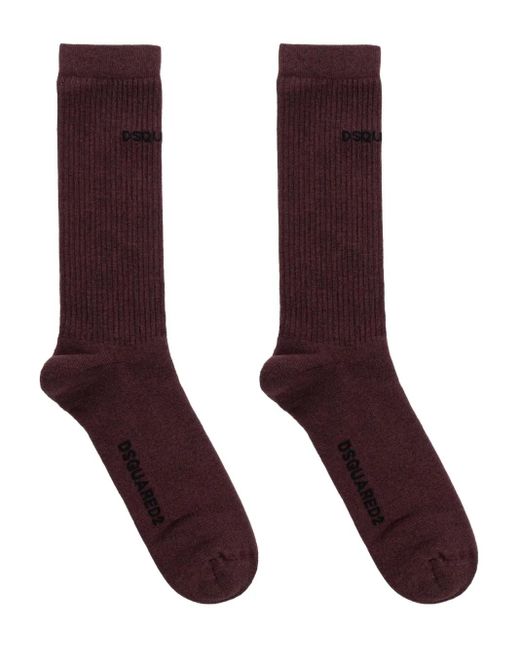 DSquared² Purple Logo-Detail Socks for men