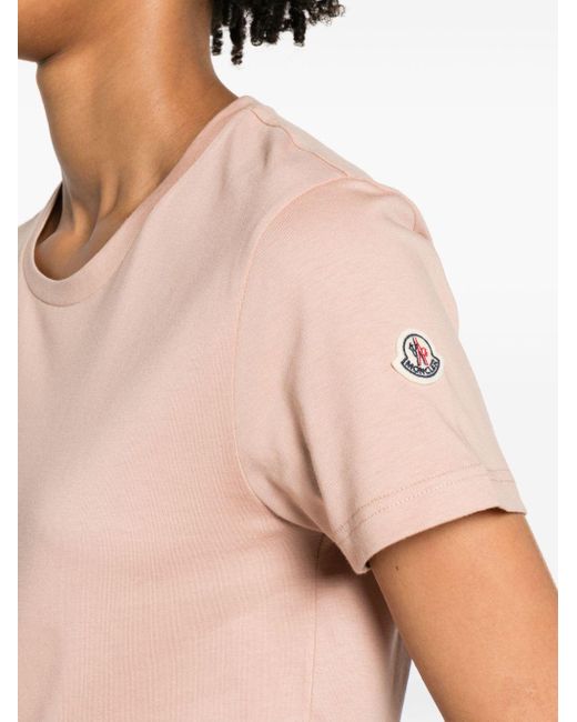 Camiseta con parche del logo Moncler de color Pink