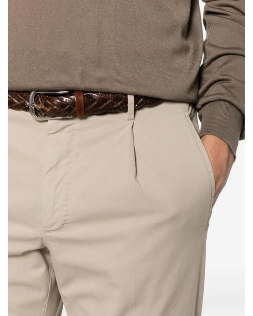 Incotex Natural Pleat-Detail Tapered Trousers for men