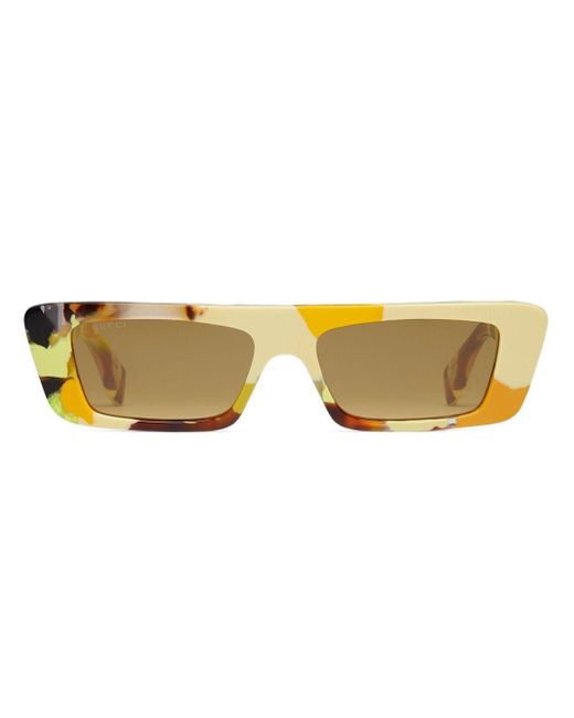 Gucci Yellow Rectangular-frame Sunglasses for men