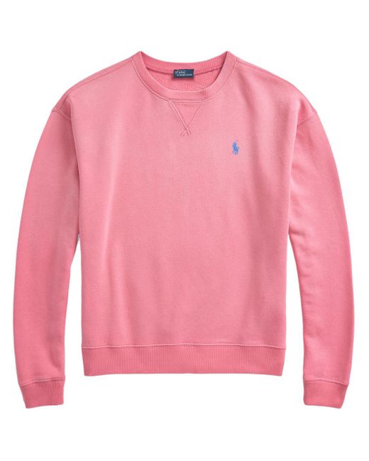 Polo Ralph Lauren Pink Polo Pony-embroidery Cotton Sweatshirt