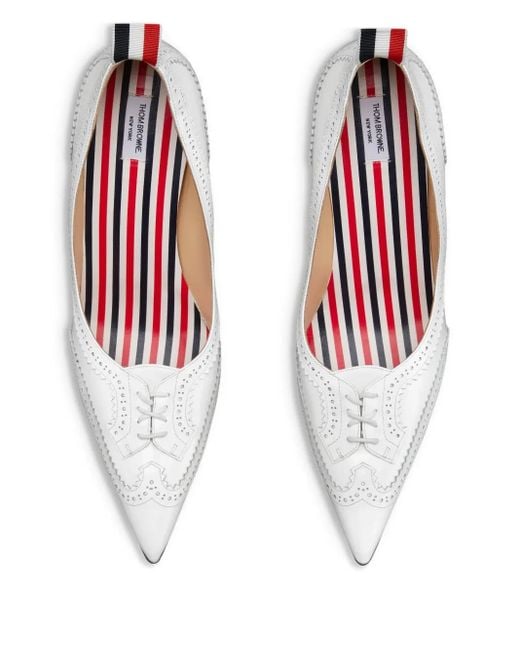Thom Browne White Soft Patent Wingtip Pumps 90Mm