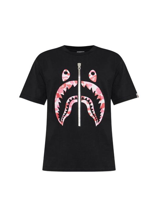 A Bathing Ape Black Shark Camouflage-Print T-Shirt for men