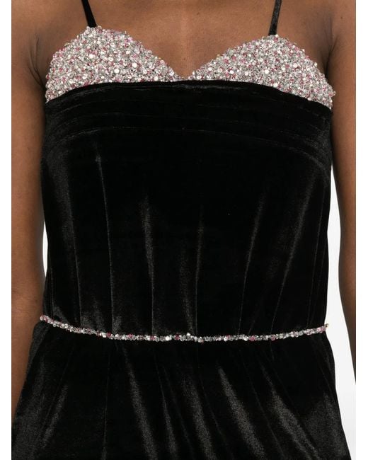 Dunesi Black Lolita Crystal-Embellished Midi Dress