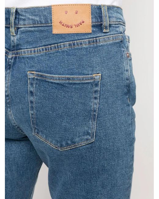 Paul Smith Blue Mid-Rise Cropped Jeans