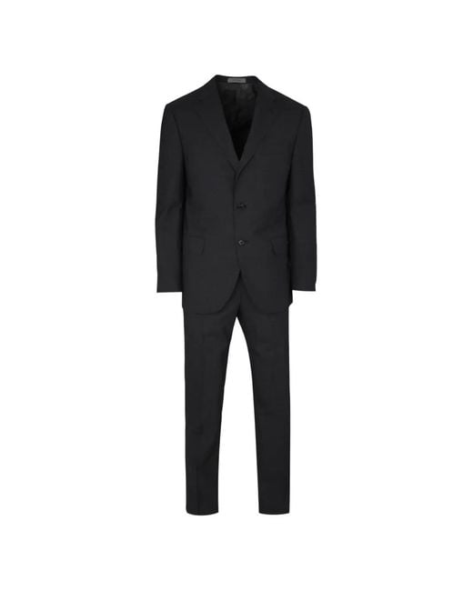 Corneliani Black Single-Breasted Virgin-Wool Suit for men