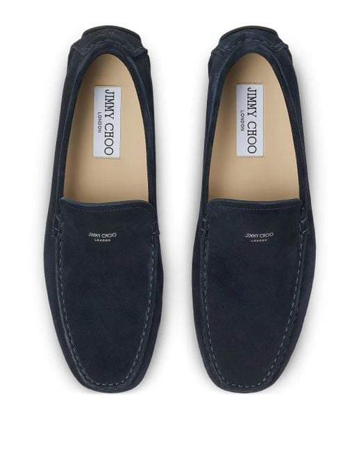 Jimmy Choo Blue Stanly Driver Suede Loafers for men