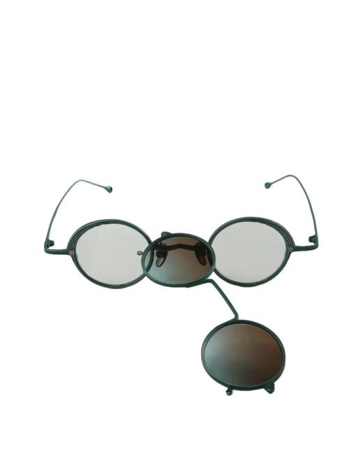 Rigards Green Round-Frame Clip-On Sunglasses