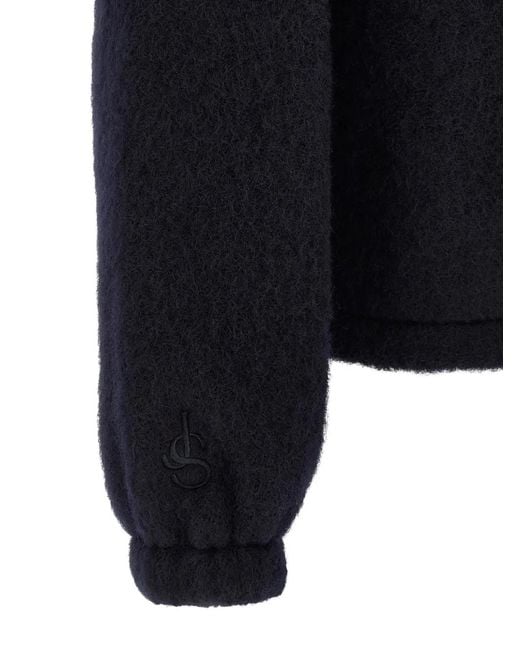 Jil Sander Blue Textured-Knit Zip-Up Cardigan for men