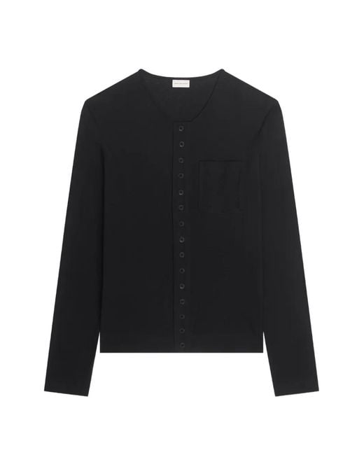 Dries Van Noten Black Fitted Jersey Cardigan for men