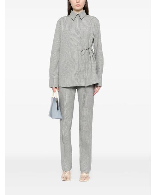 Jil Sander Gray Checked Trousers