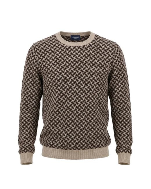 Drumohr Gray Razor Blade Crew-Neck Sweater for men