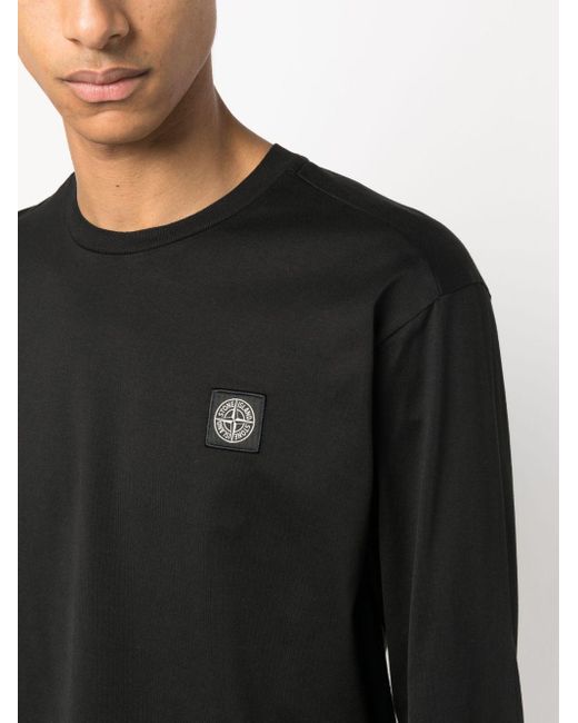 Stone Island Compass-patch Long-sleeve T-shirt in Black for Men | Lyst
