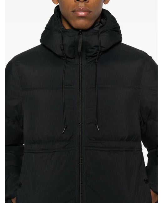 Stone Island Black Padded Jacket With High Collar for men
