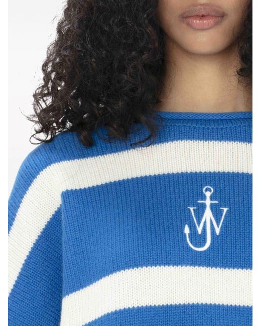 J.W. Anderson Blue Gestreifter Cropped-Pullover