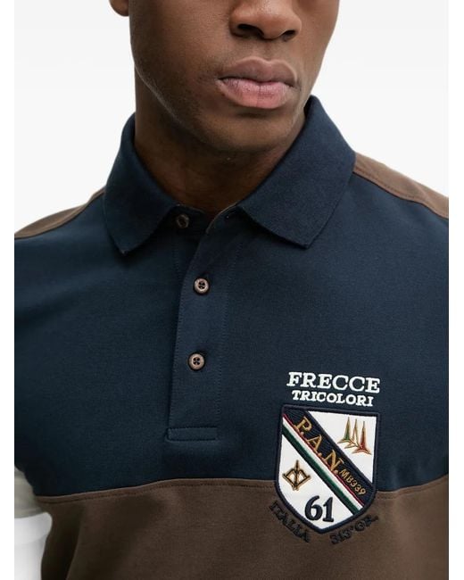 Aeronautica Militare Blue Frecce Tricolori Colour-Block Polo Shirt for men