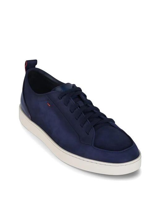 Santoni Blue Suede Sneakers for men