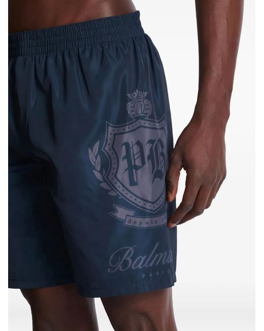 Balmain Blue Logo Swim Shorts for men